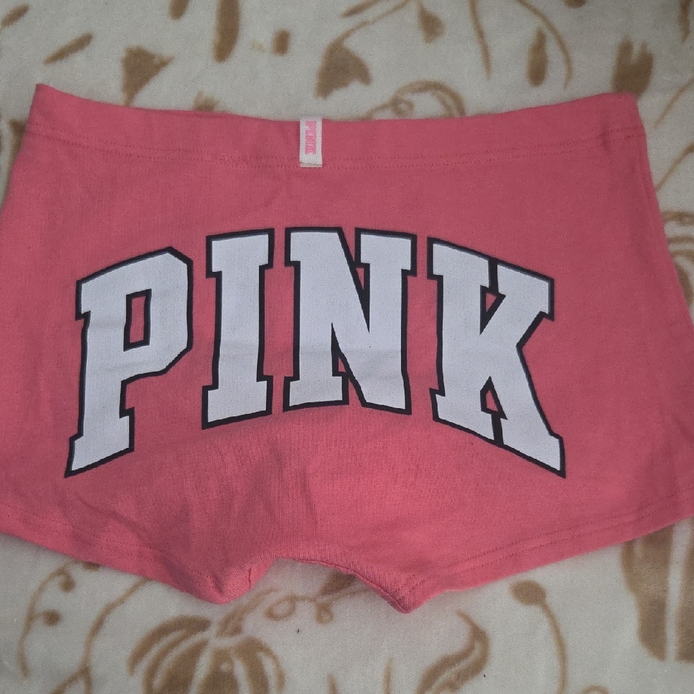 PINK Victoria's Secret Coral Pink Logo Boyshort Panty